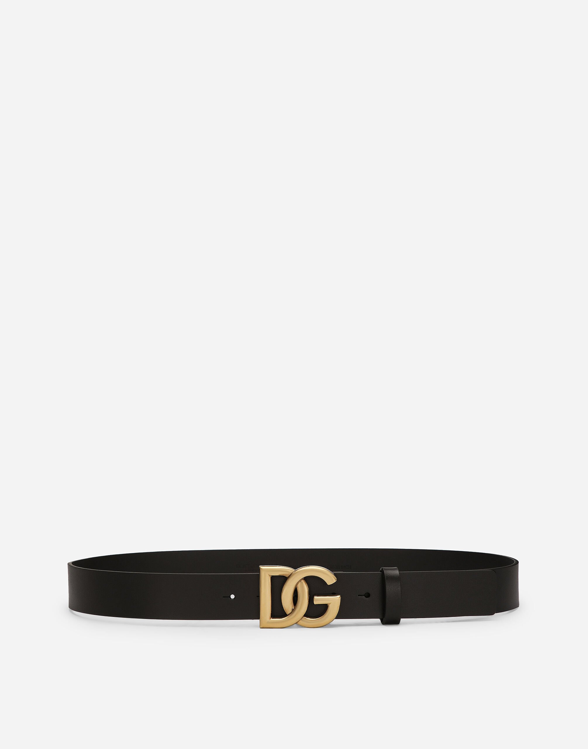 Dolce & Gabbana Lux leather belt with crossover DG logo buckle Black VG440AVP187