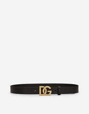 Dolce & Gabbana Lux leather belt with crossover DG logo buckle Black BC4772AG251