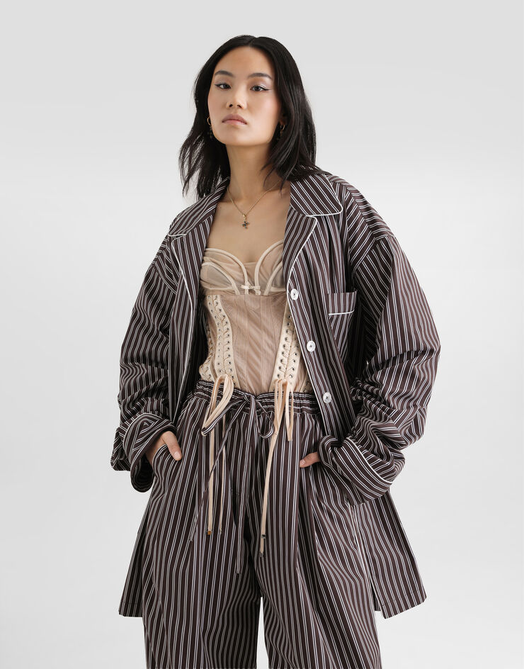 Dolce & Gabbana Striped poplin vanity shirt Multicolor F5U33TFR51W