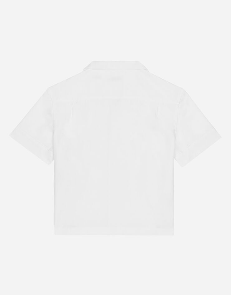 Dolce & Gabbana Camisa de popelina elástica con placa con logotipo Blanco L43S45FUFIP