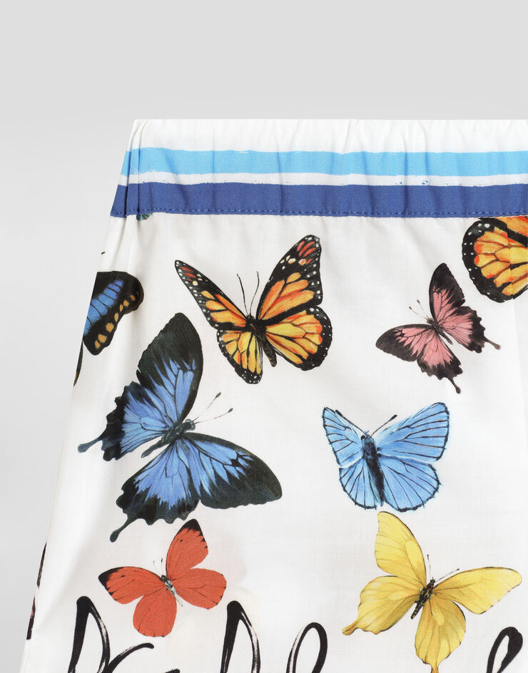 Dolce & Gabbana Striped poplin shorts with butterfly print Print L23Q34FI5KS
