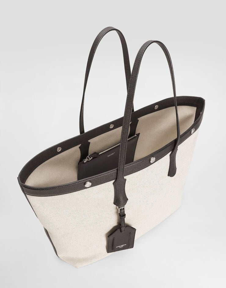 Dolce & Gabbana Atene shopping bag in sale&pepe fabric and alpine calfskin Multicolor BM7806AG440