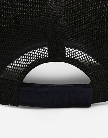 Dolce & Gabbana Cappello con visiera in cotone e rete con logo DG Blu LB4H80G7L1D