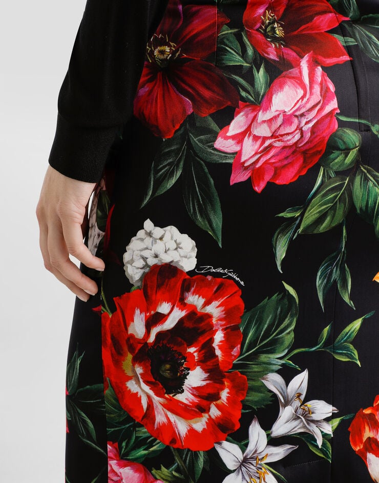 Dolce & Gabbana Flower-print satin skirt Print F4CS8TFSIB2