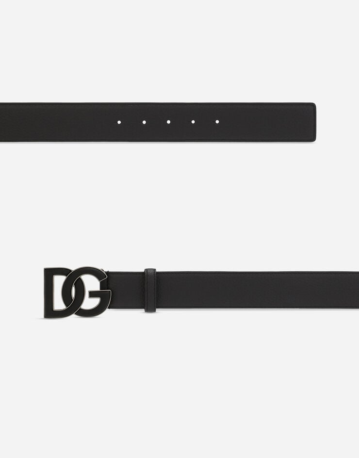 Dolce & Gabbana Deerskin-print calfskin belt with logo print Black BC4675AT489