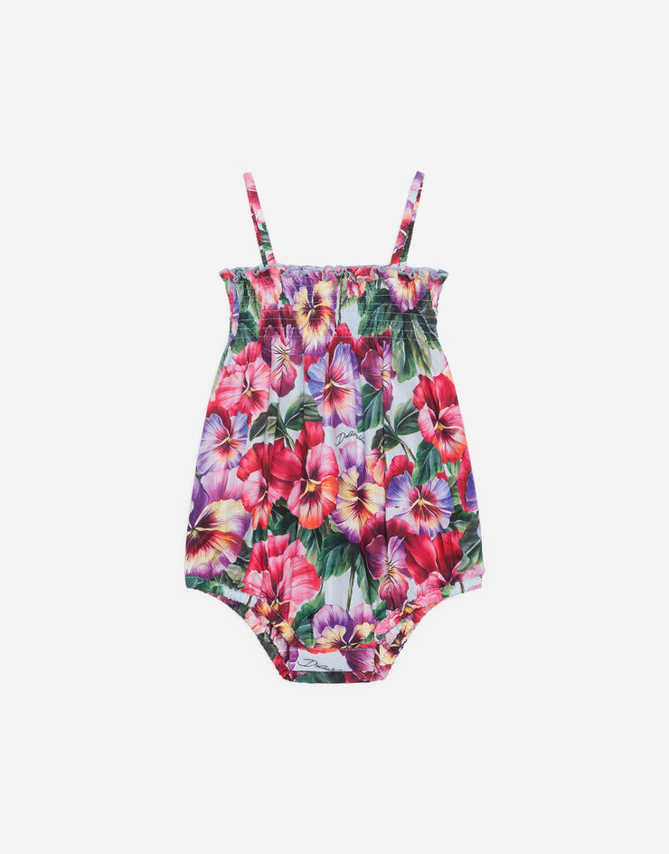 Dolce & Gabbana POPLIN ROMPER SUIT WITH VIOLET PRINT STAMPA FLOREALE L21O70HS5GW