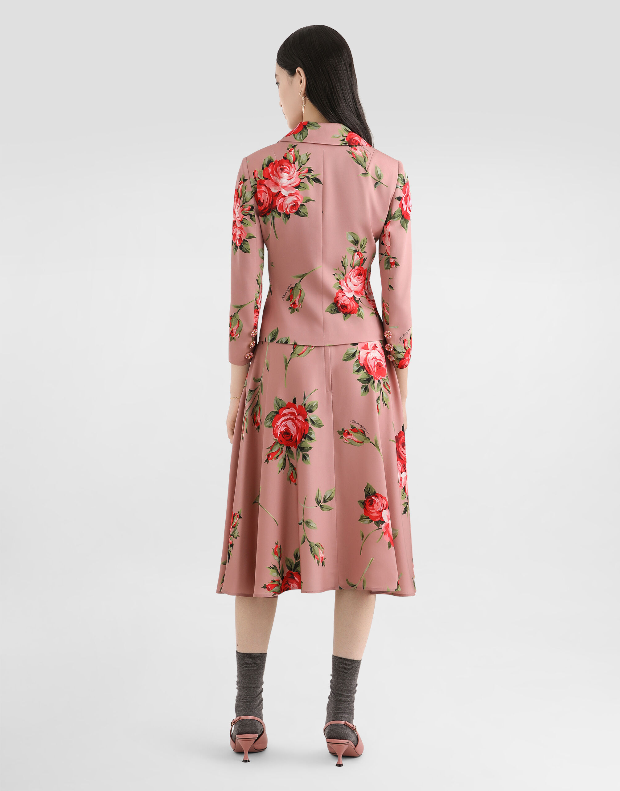 Rose bouquet-print midi skirt in Multicolor for Women