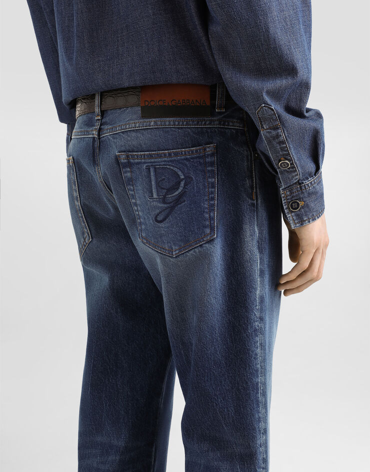Dolce & Gabbana Vaqueros corte regular de algodón con placa Multicolor GYJCCZG8MU2