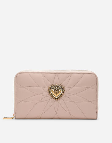 Dolce & Gabbana Portefeuille à contour zippé Devotion en cuir nappa Rose BI0473AV967