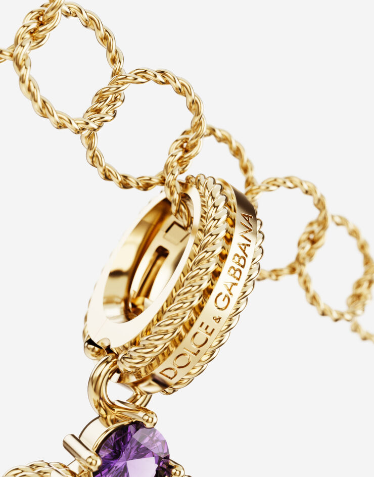 Dolce & Gabbana Charm B Rainbow alphabet in oro giallo 18kt con gemme multicolore Oro WANR2GWMIXB