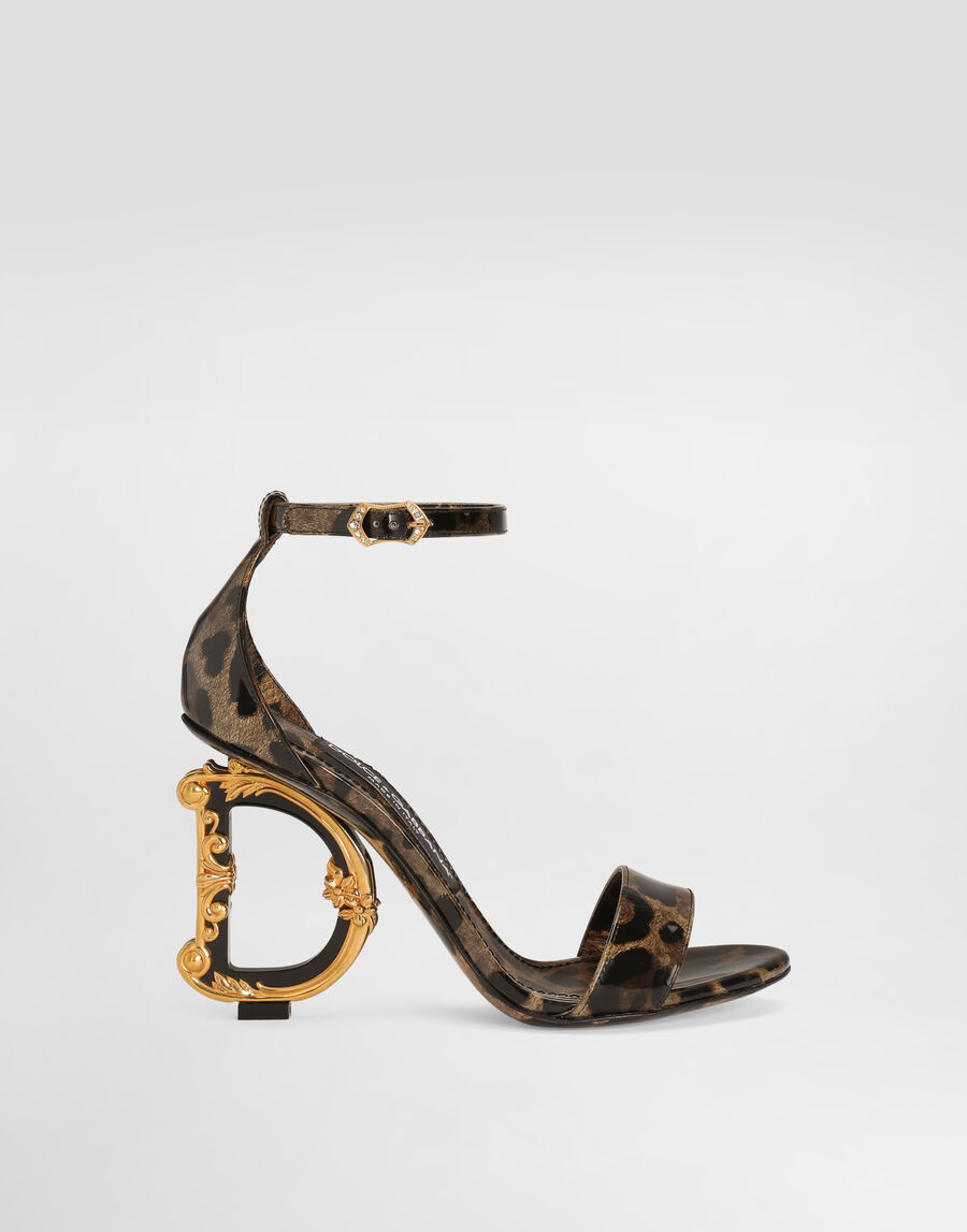 Printed polished calfskin Baroque DG sandals