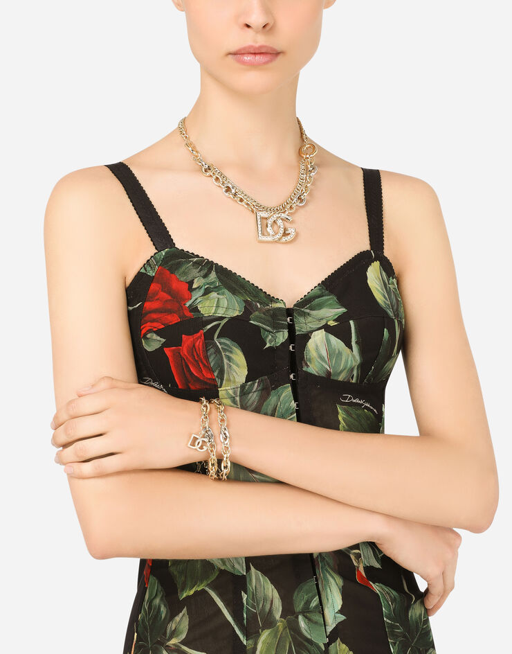 Dolce & Gabbana Браслет Logo из желтого и белого золота 18 карат с бесцветными сапфирами Белое/Желтое Золото WBMZ1GWSAPW