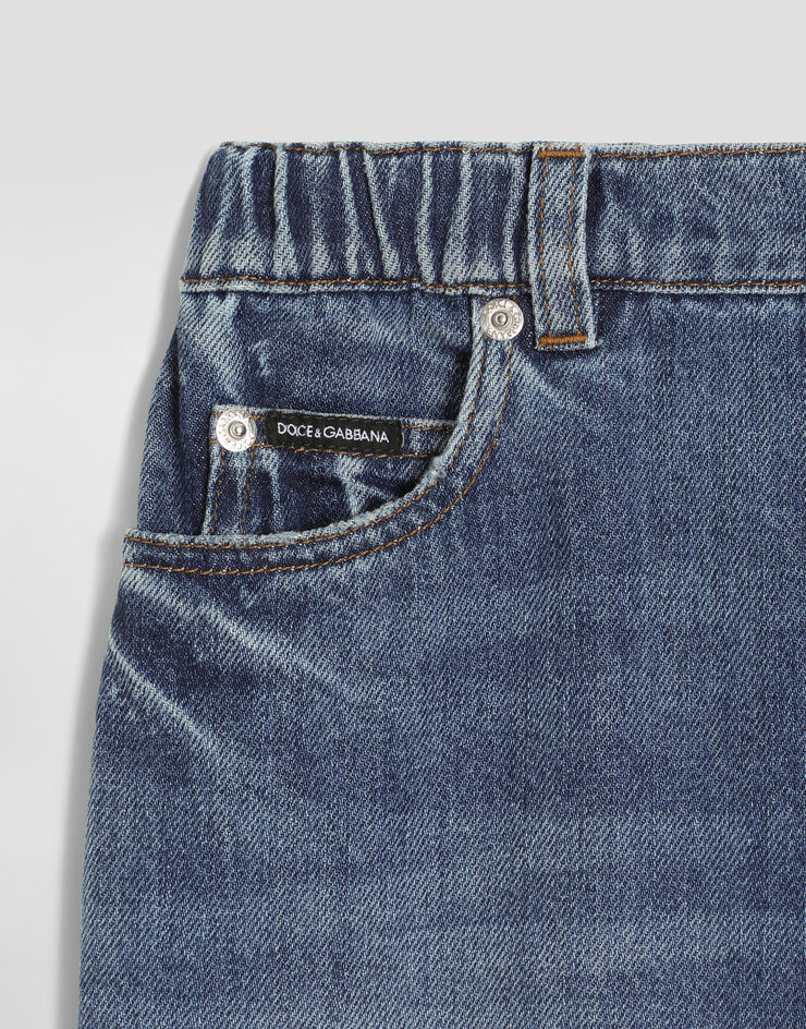 Dolce & Gabbana Denim bermuda shorts with logo Blue L44Q31LDE06