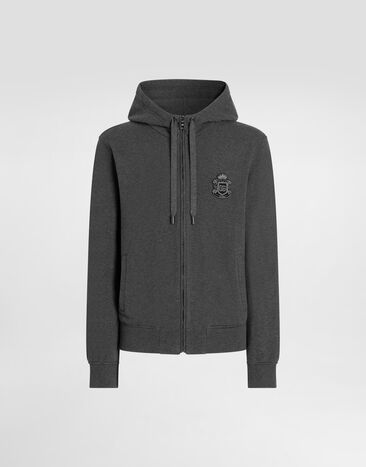 Dolce & Gabbana Jersey sweatshirt with heraldic patch Grey G9BGDZG7PZT