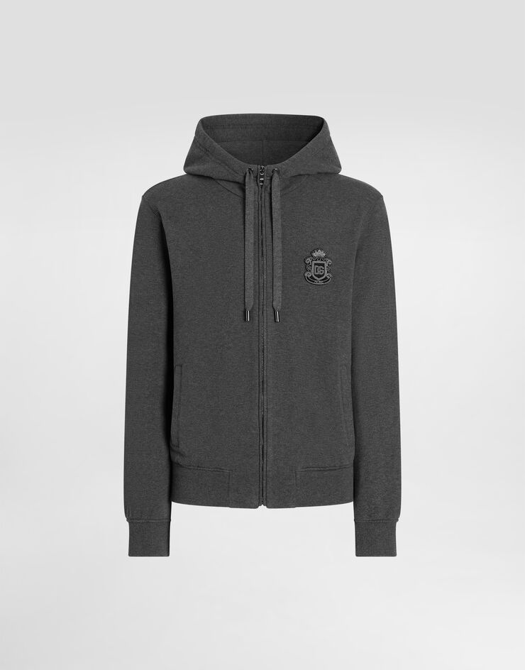 Dolce & Gabbana Jersey sweatshirt with heraldic patch Grey G9BGDZG7PZT