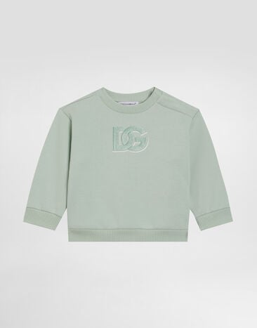 Dolce & Gabbana Oversized sweatshirt with DG embroidery Green L1JWDOG7PJP