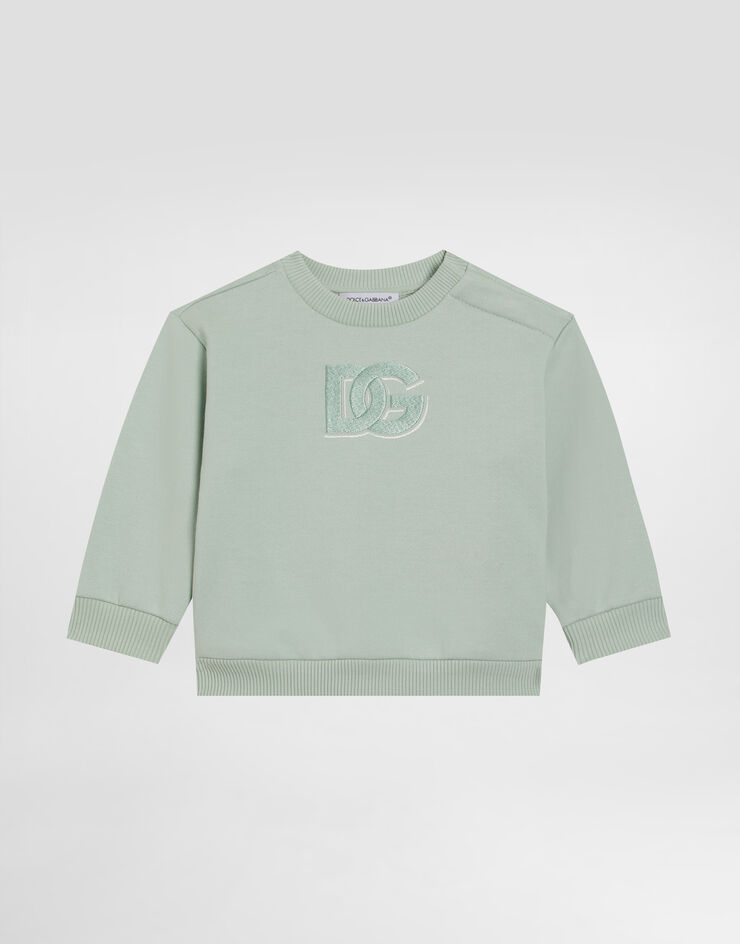 Dolce & Gabbana Oversized sweatshirt with DG embroidery Green L1JWDOG7PJP