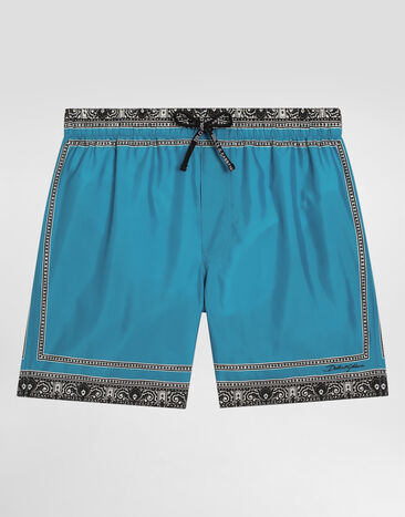 Dolce & Gabbana Fabric swim trunks with bandanna print Blue L4J818ON03Q
