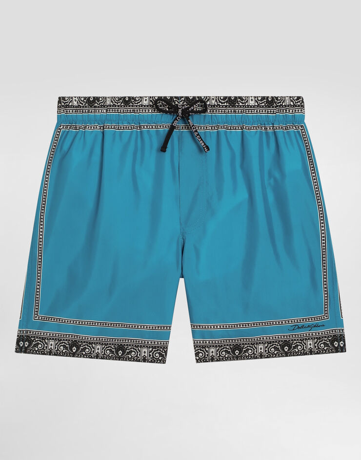 Dolce & Gabbana Fabric swim trunks with bandanna print Print L4J818ON04S
