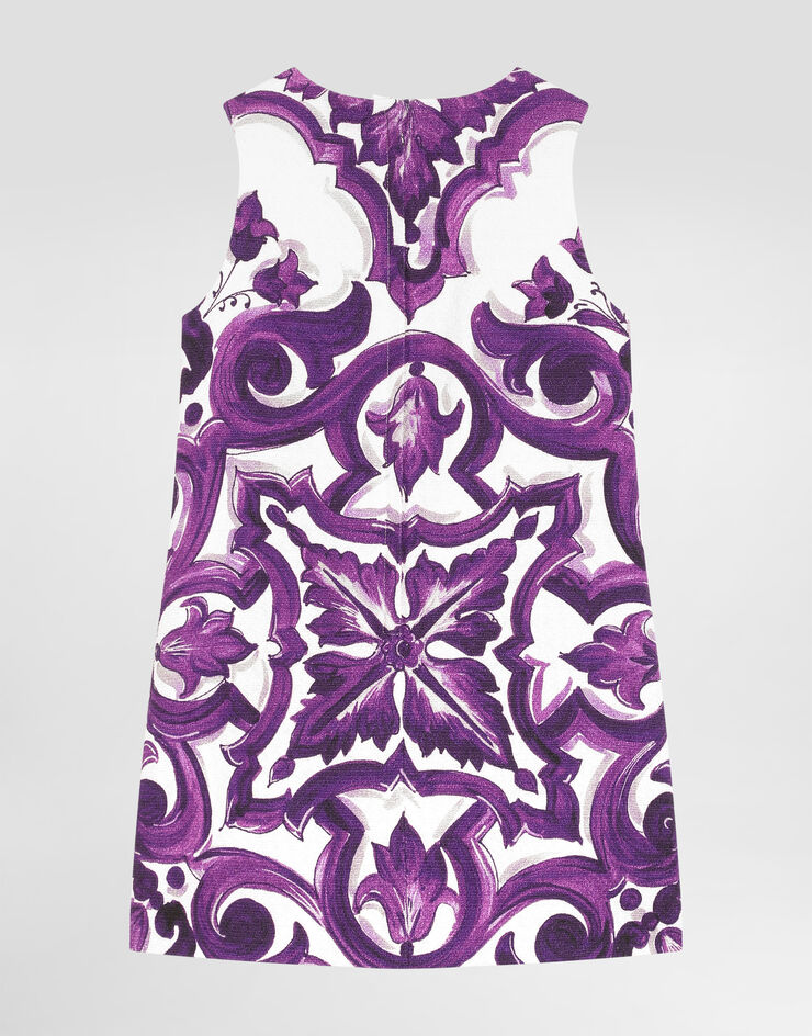 Dolce & Gabbana Majolica-print sleeveless mat dress Multicolor L54DH1FPFSO