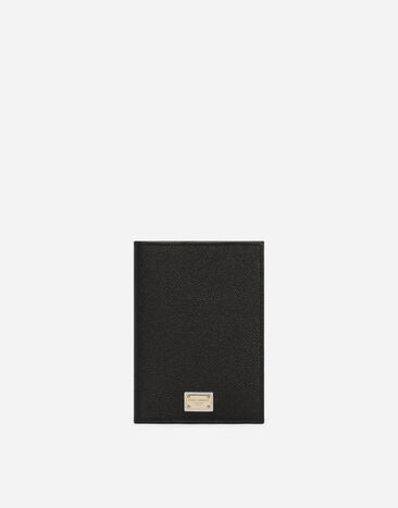 Dolce & Gabbana Dauphine calfskin passport holder with plate Black BI2215A1001
