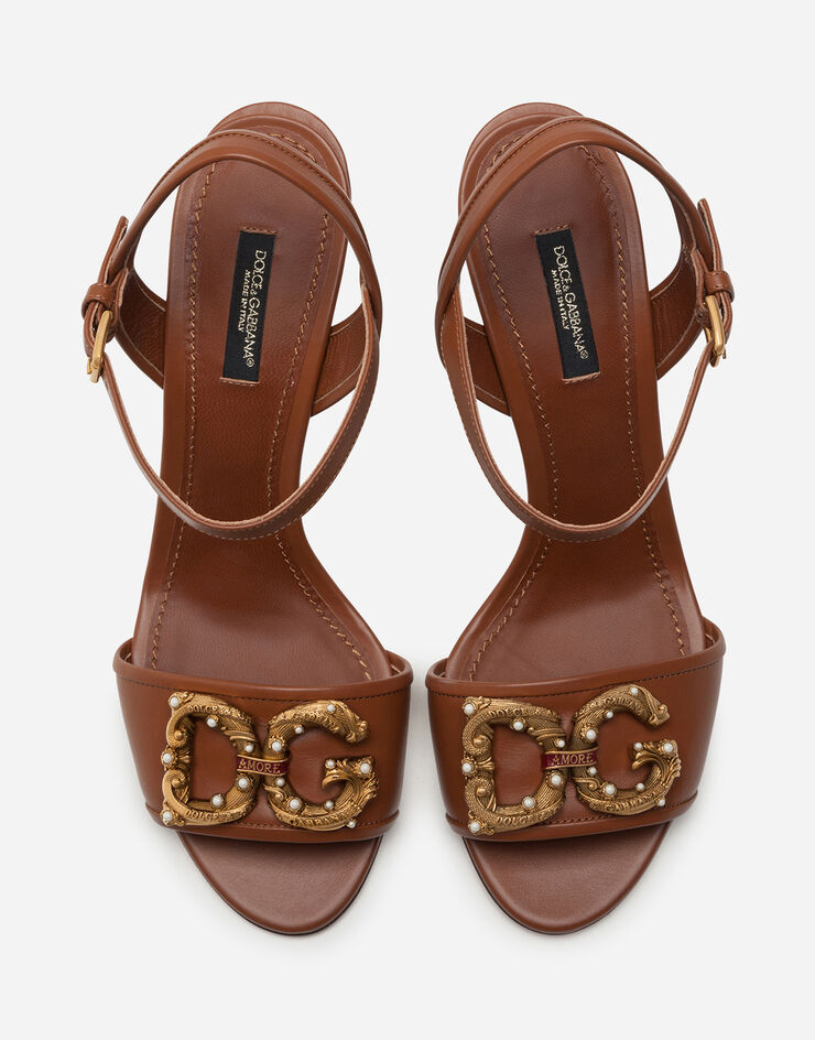 Dolce & Gabbana Calfskin sandals with DG Amore logo BEIGE CR0911AK295