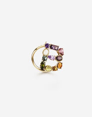 Dolce & Gabbana Rainbow alphabet B ring in yellow gold with multicolor fine gems White WRQD3GWPAVE