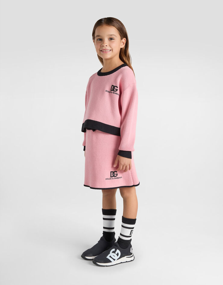 Dolce & Gabbana Knit skirt with DG logo Pink L5KI05JFMLL