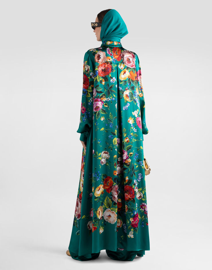Dolce & Gabbana Rose-print satin kaftan Multicolor I6KZ8WHI12R