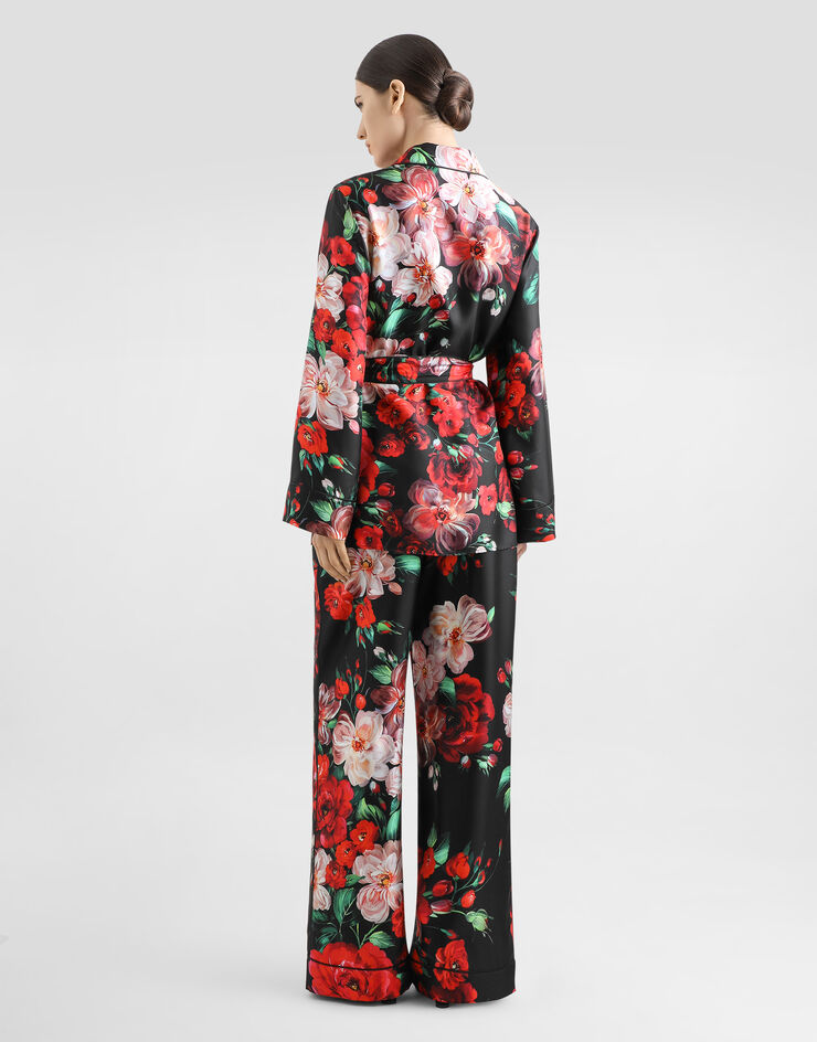 Dolce & Gabbana 玫瑰印花缎布睡裤 版画 FTAMPTIS1ZD