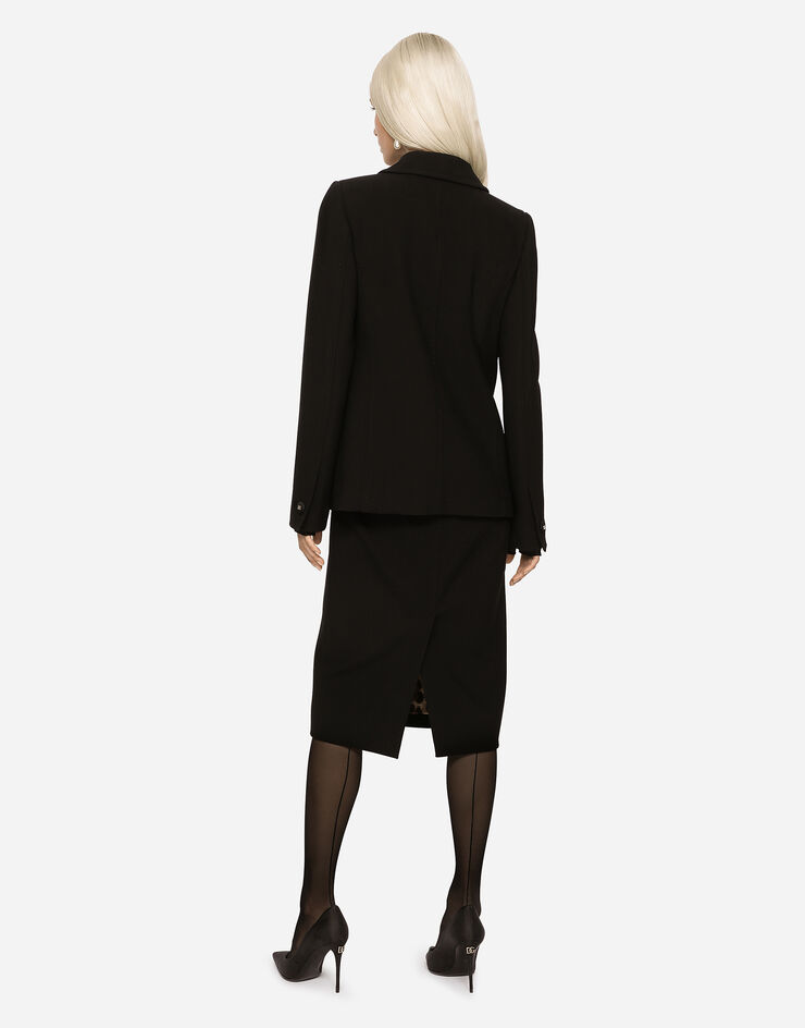 Dolce & Gabbana Woolen calf-length skirt Black F4CJGTFUBFX