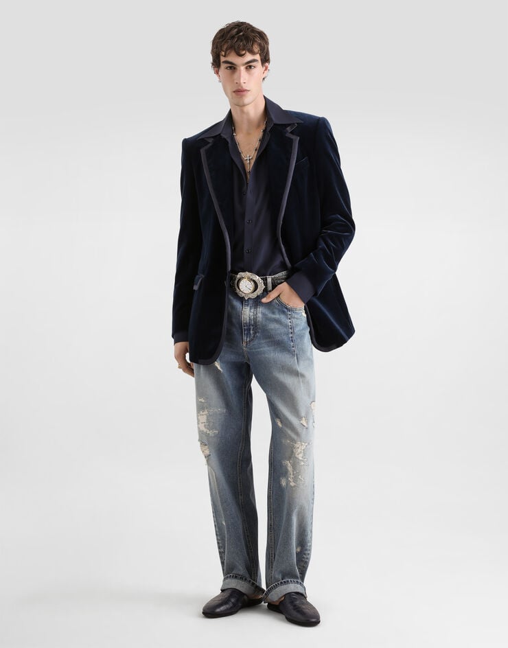 Dolce & Gabbana Crêpe de chine gold shirt Dolce & Gabbana Crêpe de chine gold shirt Blue G5NP9TGK522