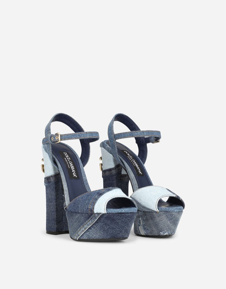 Dolce & Gabbana Patchwork denim platform sandals Blue CR1337AY841