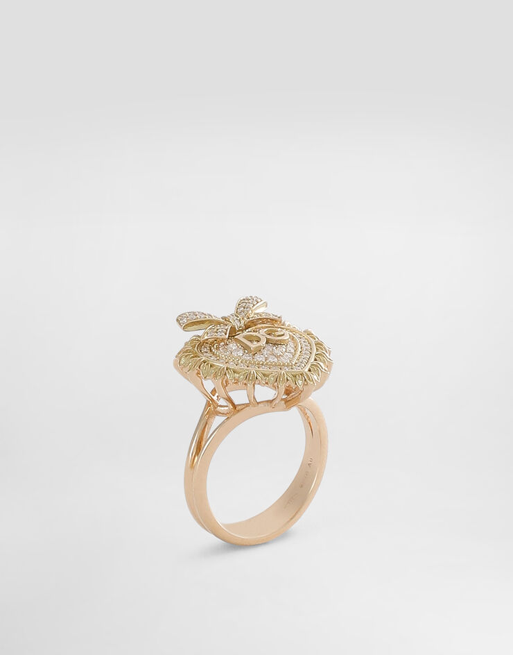 Dolce & Gabbana Devotion ring in 18kt yellow gold with diamonds Gold WRND2GWYEDI