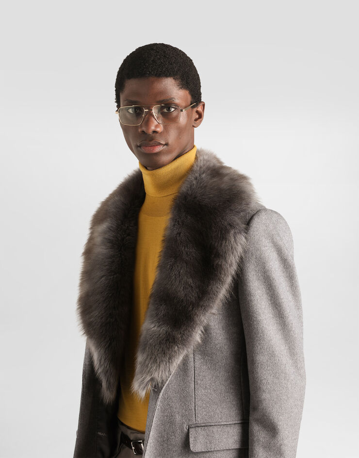 Dolce & Gabbana Single-breasted cashmere jacket Grey G2VR6ZHU2BY