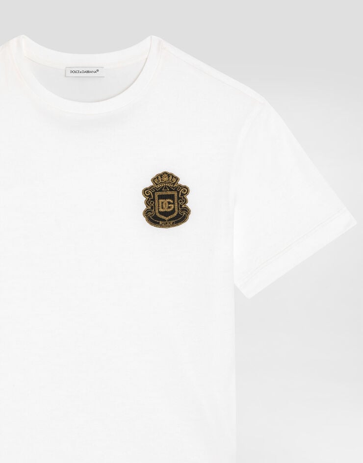 Dolce & Gabbana Jersey t-shirt with DG heraldic patch White L4JTHVG7P0N