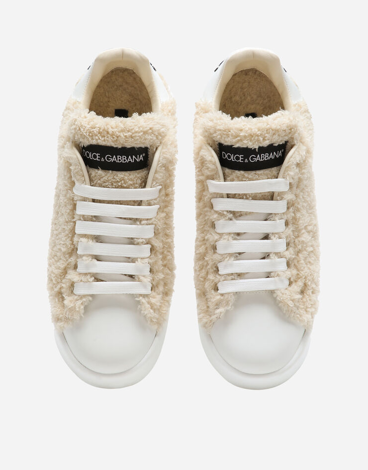 Dolce&Gabbana Faux fur Portofino sneakers White CK1545AO022