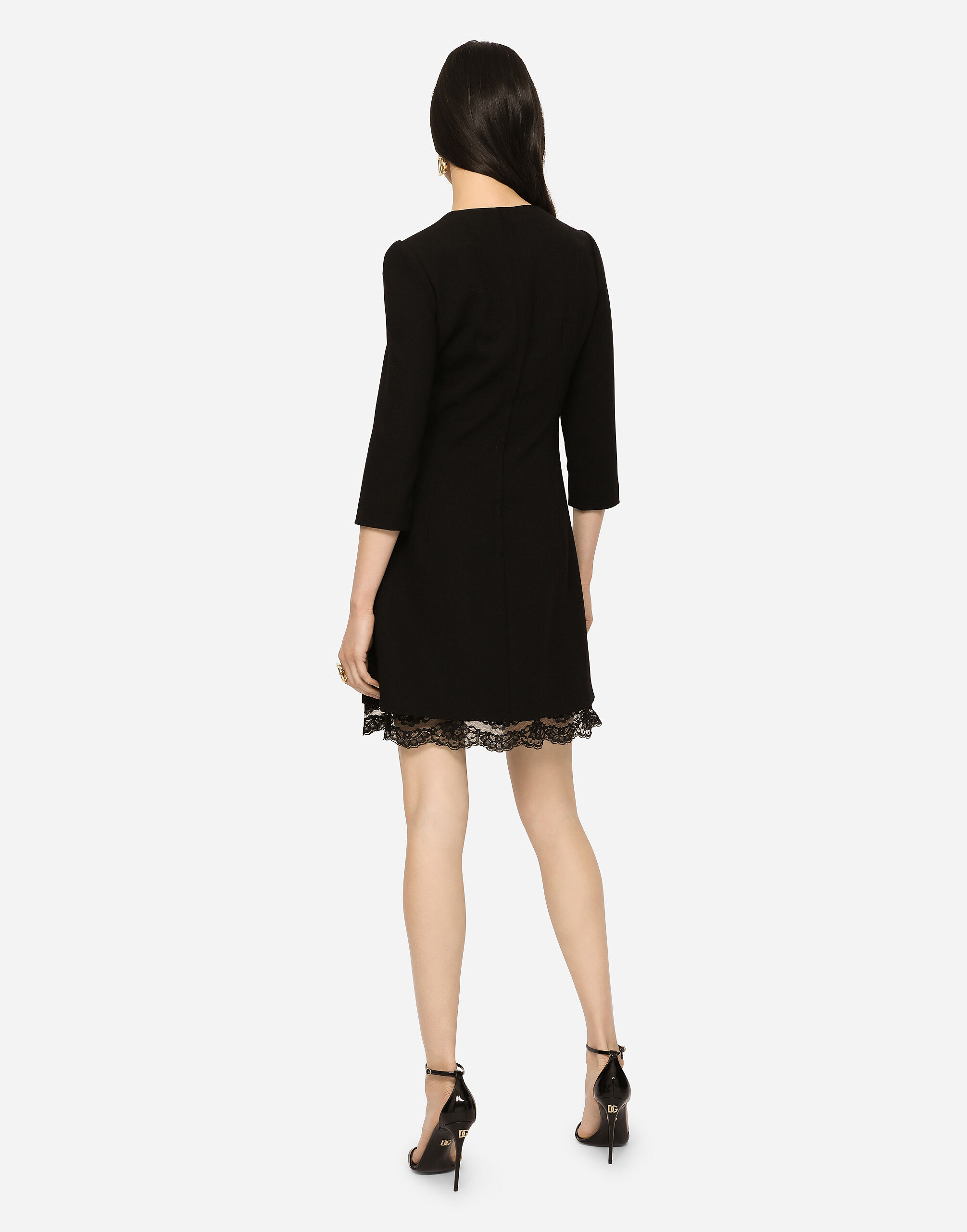 Double wool crepe short dress