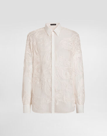 Dolce & Gabbana Martini shirt in embroidered linen Multicolor G5OZ9ZGK439