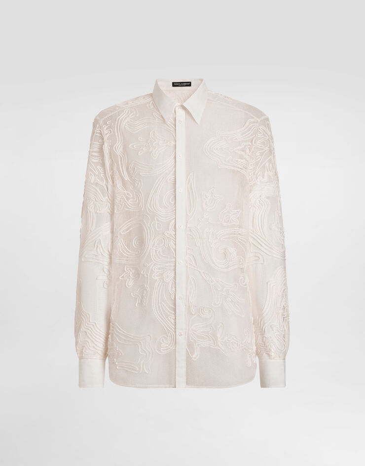 Dolce & Gabbana Martini shirt in embroidered linen Multicolor G5OZ9ZGK439