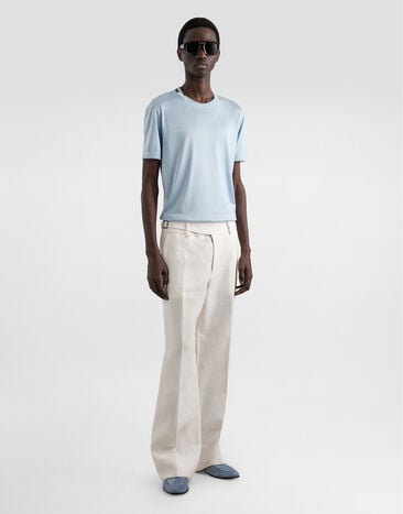 Dolce & Gabbana Short-sleeved silk t-shirt Azure G8ST1THU7UQ