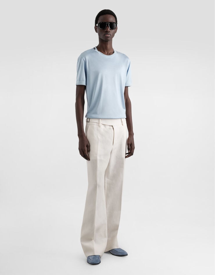 Dolce & Gabbana Short-sleeved silk t-shirt Azure G8ST1THU7UQ