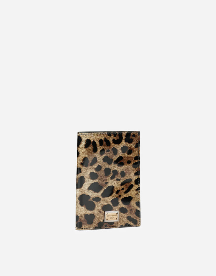 Dolce & Gabbana Funda para pasaporte en piel de becerro brillante con estampado de leopardo Estampado Animalier BI2215AM568