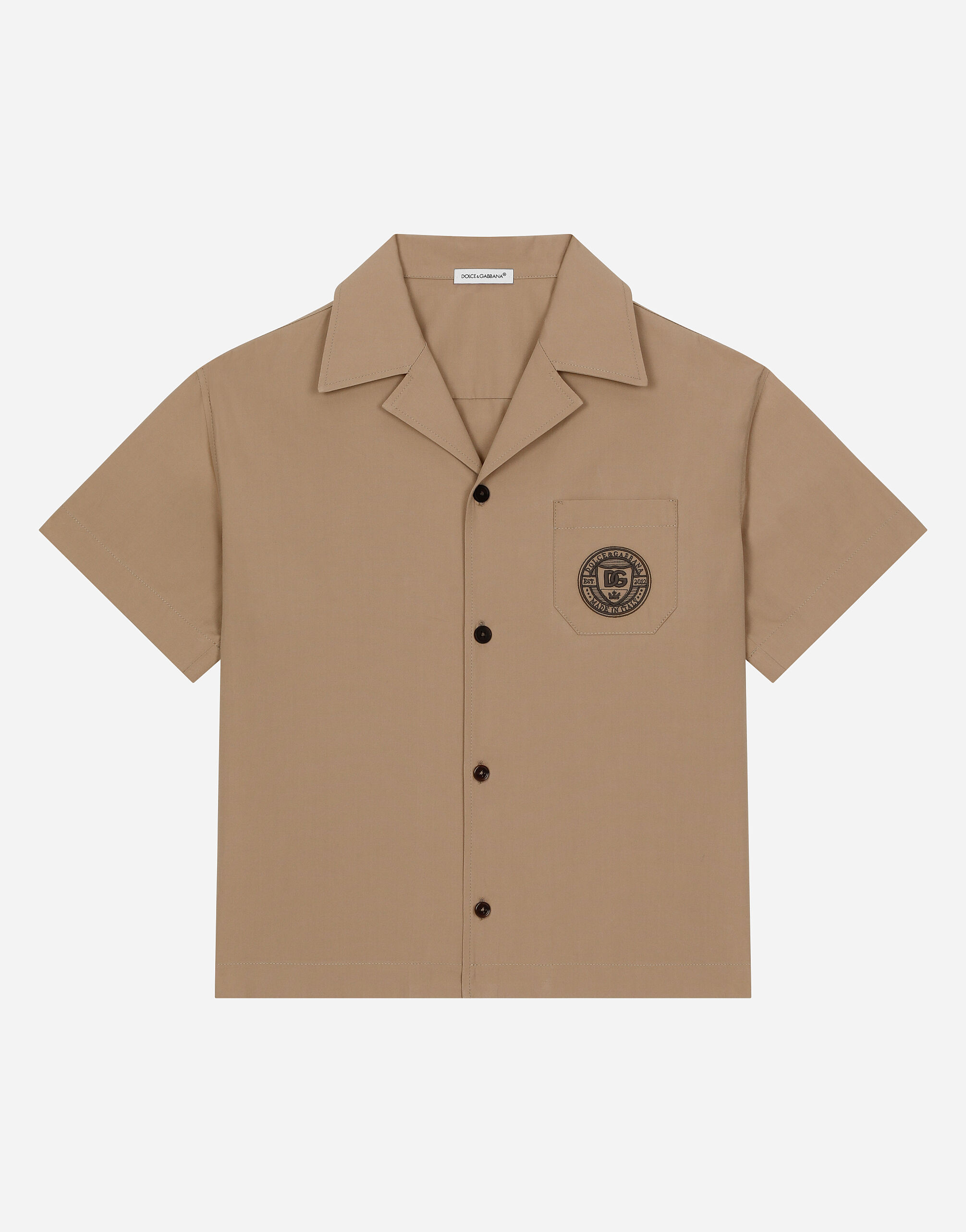 Dolce & Gabbana Poplin shirt with DG logo Beige L44S02G7NWR