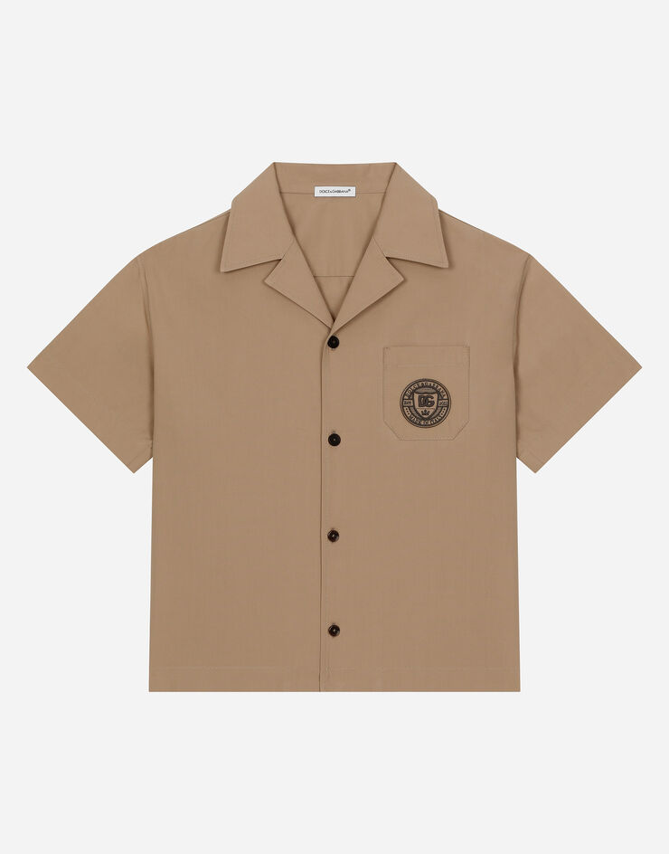 Dolce & Gabbana Poplin shirt with DG logo Beige L43S74G7NWW