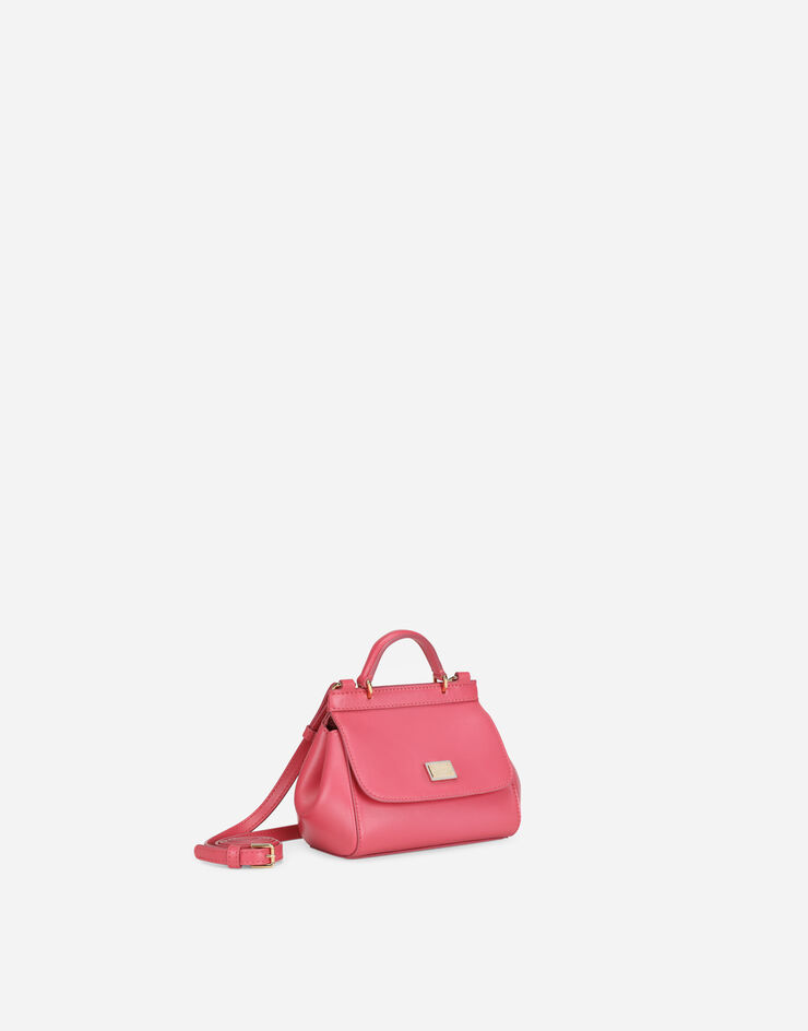 Dolce & Gabbana Mini sac Sicily en cuir de veau lisse Fuchsia EB0003AW576