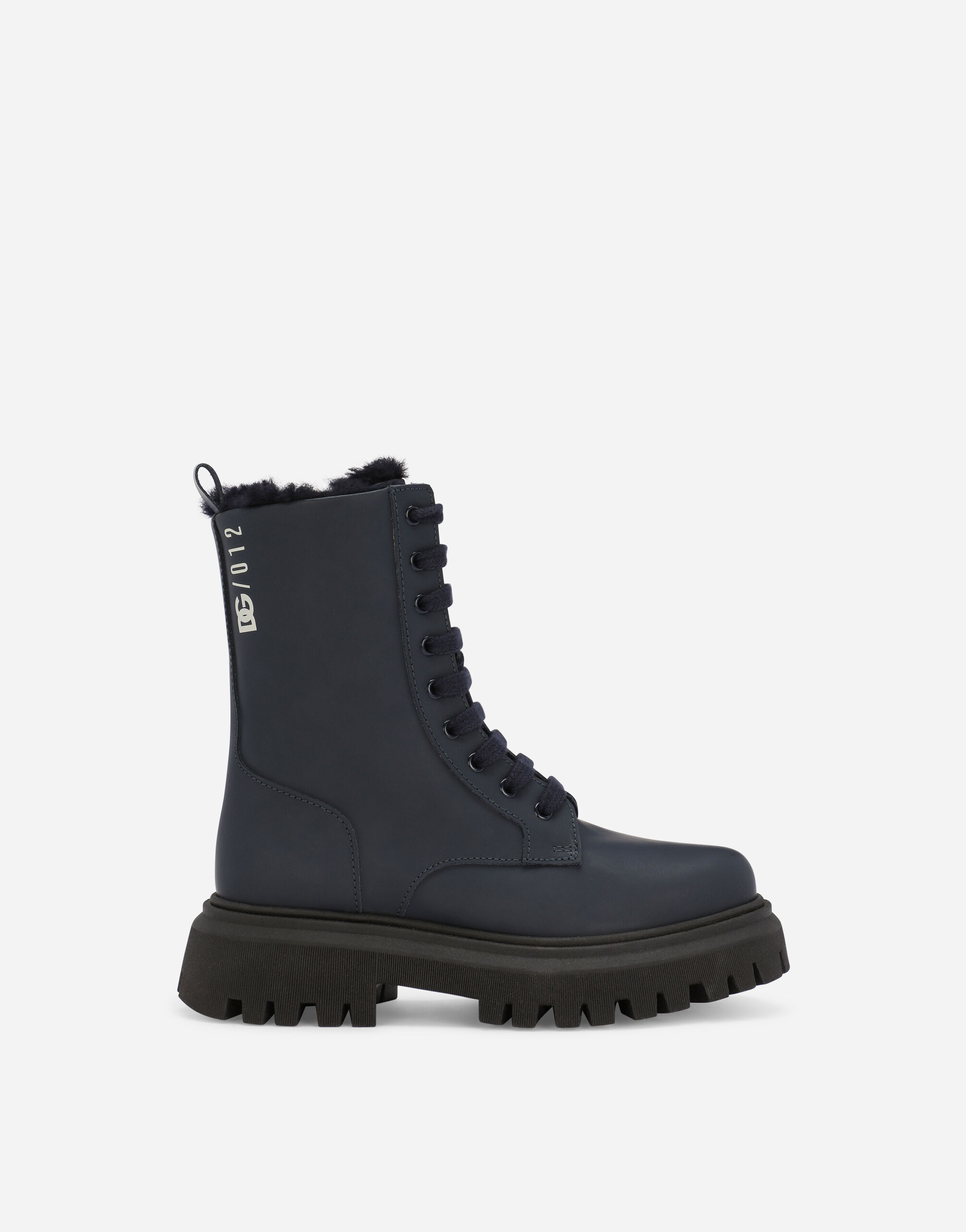 Calfskin combat boots in Blue for Dolce Gabbana US