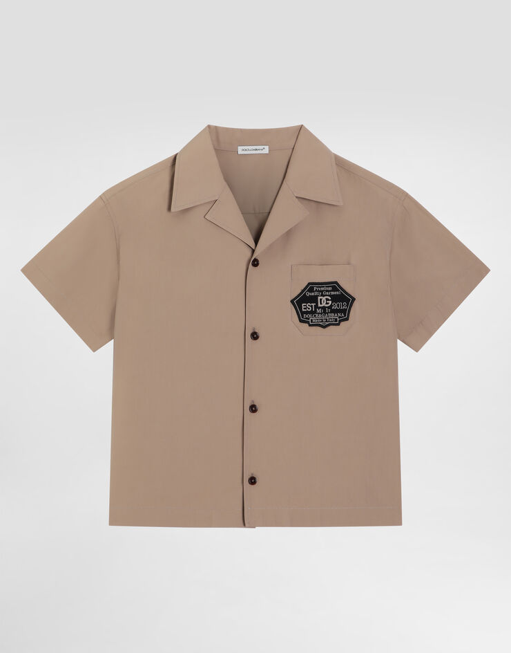 Dolce & Gabbana Poplin shirt with DG patch Beige L43S74G7P0L