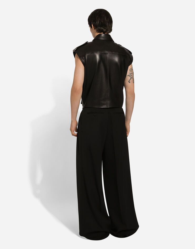 Dolce & Gabbana Leather vest with multiple pockets Black G9AXKLHULUZ