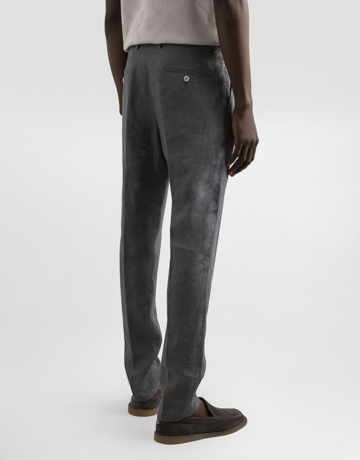 Dolce & Gabbana Hose aus Leinenstoff Délavé Grau GP06JTFU4MF